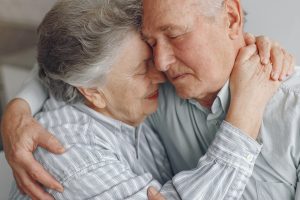 Beautiful old couple spent time together at home